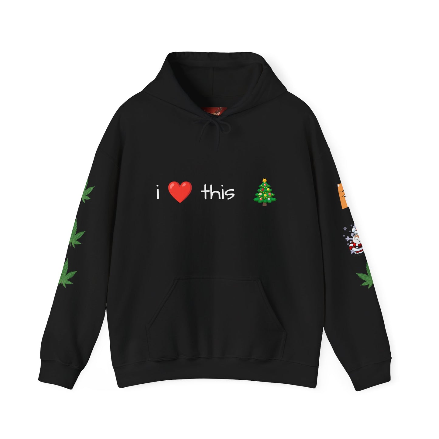 Sudadera con capucha Papá Noel Reno Hoja de marihuana
