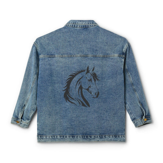 Stylish Women's Denim Jacket with Horse Design