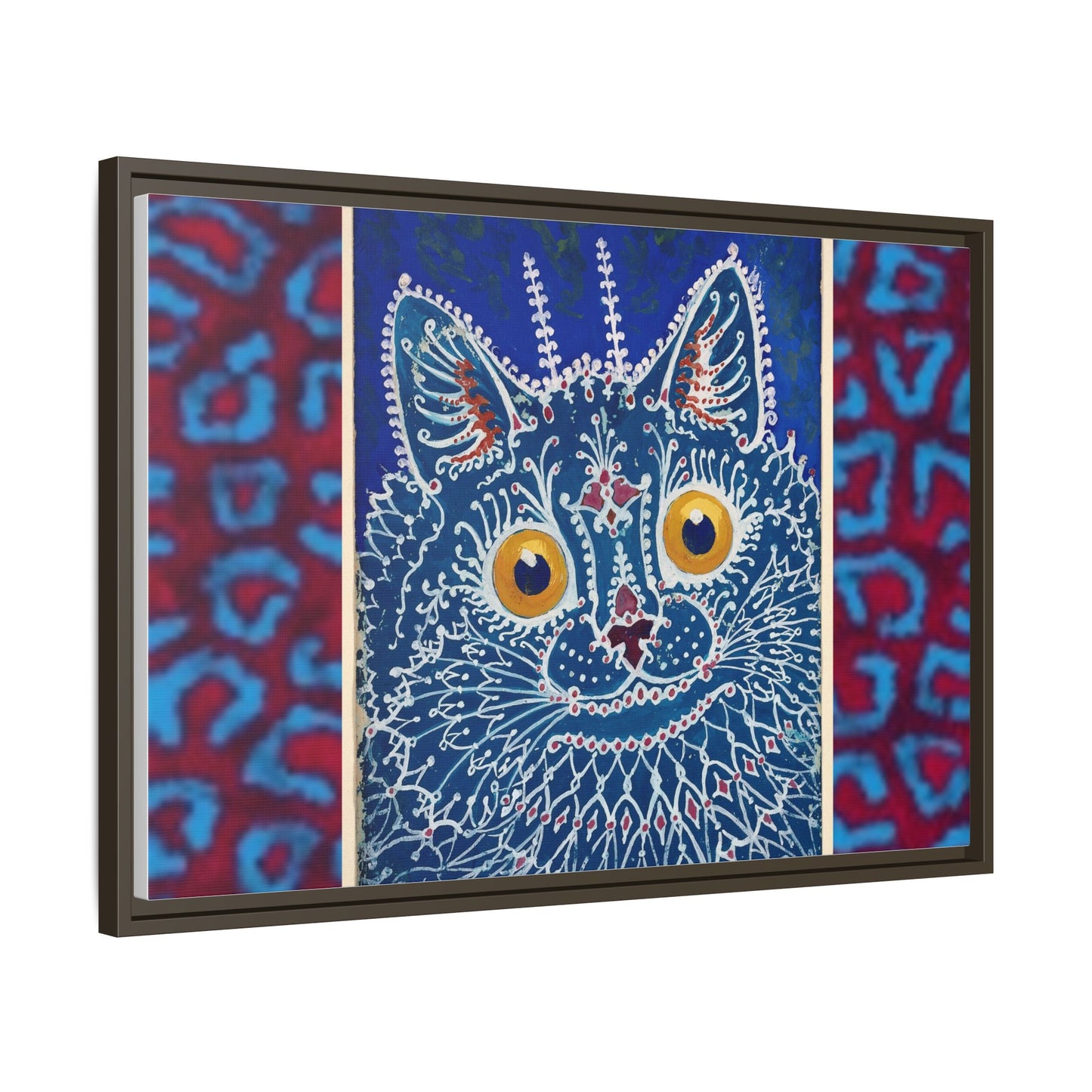Colorful Cat Framed Matte Canvas Art - Whimsical Home Decor