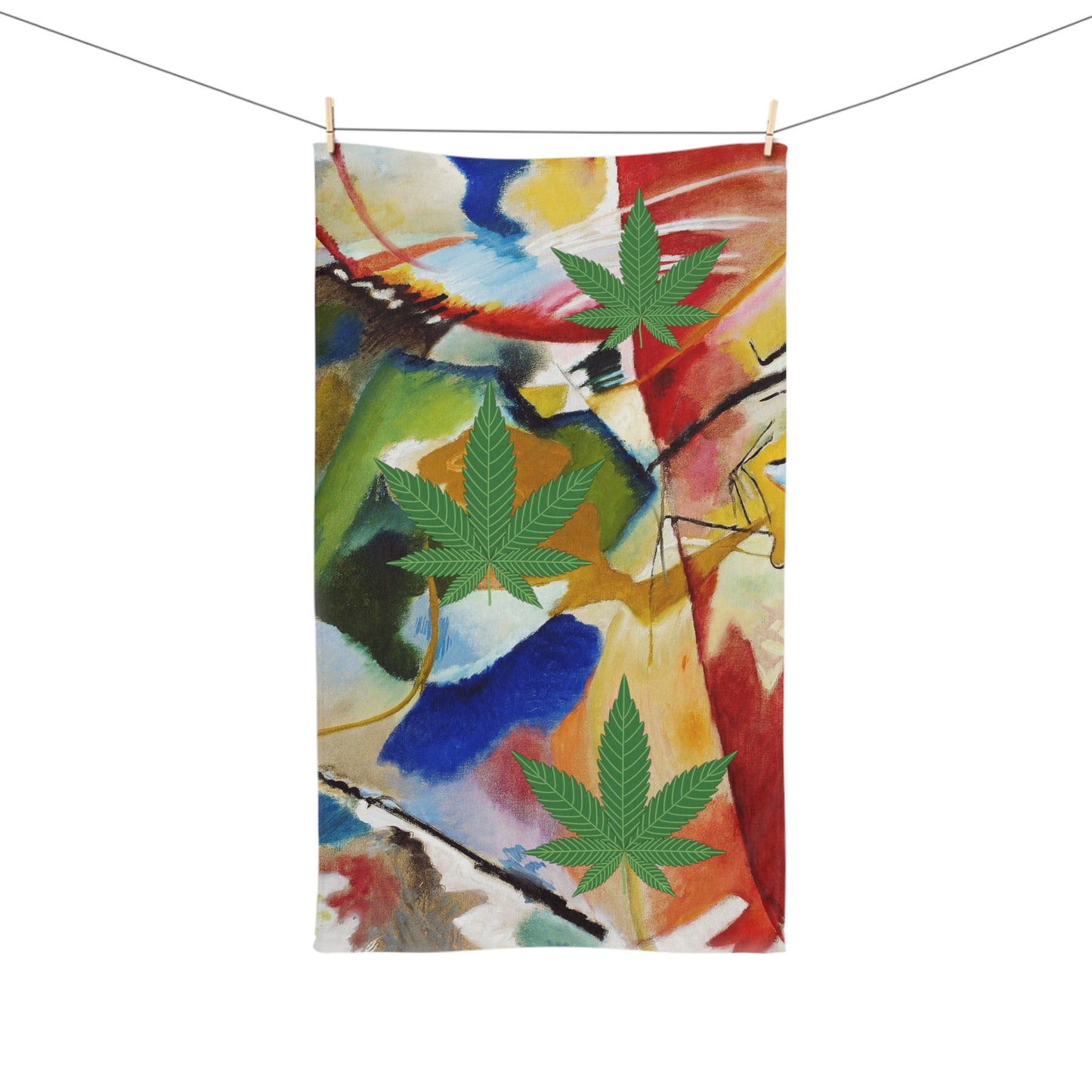 Hand Towel 16"x28" Size Multi Color Marijuana Leaf Matching Bath and Face Towel