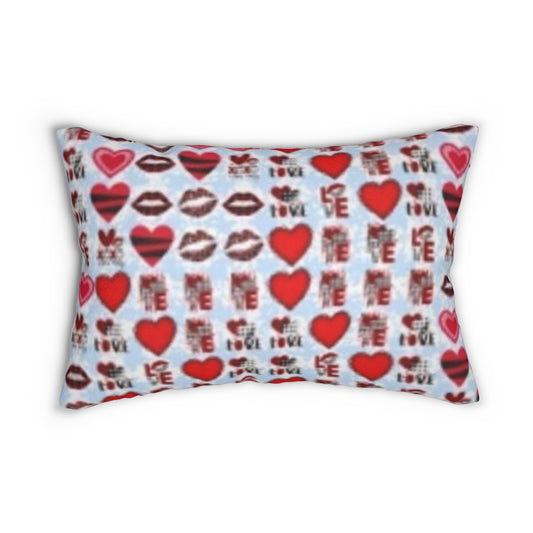 Pillow 20"x14" Hearts Lips Love