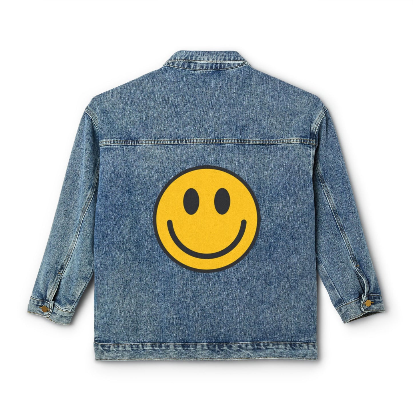 Smiley Face Women's Denim Jacket - Casual Cool for Every Occasion