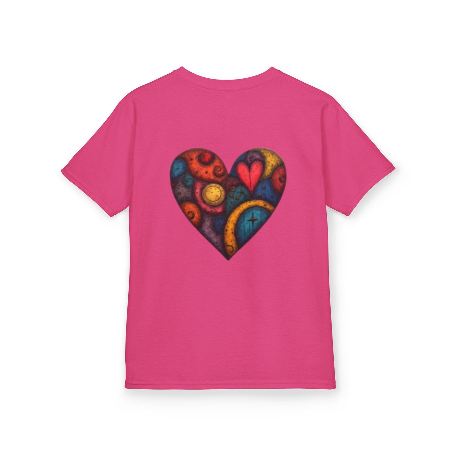 Children with Cats & Heart Kids Heavy Cotton T-shirt Looking Fabulous!