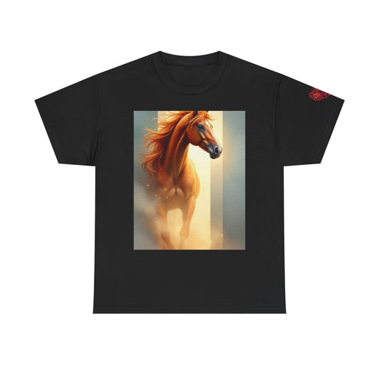 Camiseta unisex de algodón grueso Majestic Horse: perfecta para amantes de los animales 
