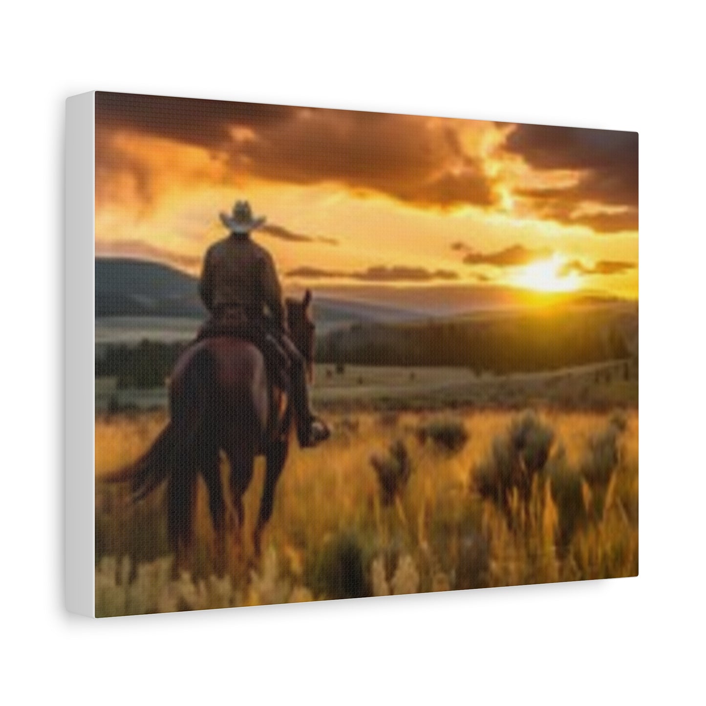 Framed Wall Art - Cowboy Sunset Canvas Print {Wild Wild West}