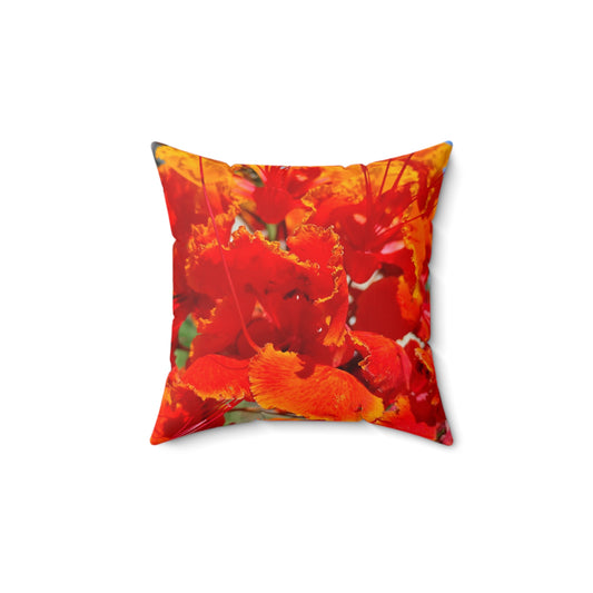 Vibrant Orange Flowers Square Pillow