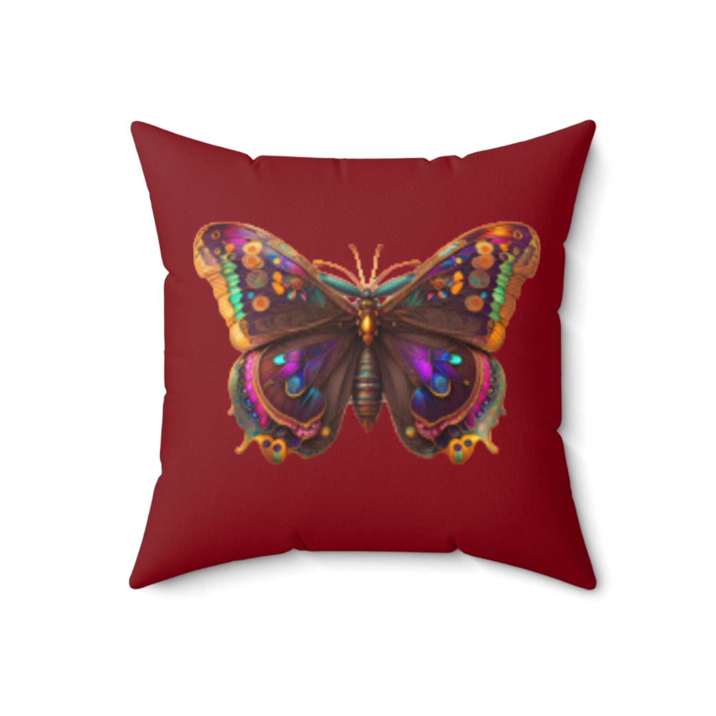 Colorful Love & Butterfly Faux Suede Pillow, Cozy Home Decor, Valentine's Gift, Bohemian Accent, Butterfly Lover's Cushion