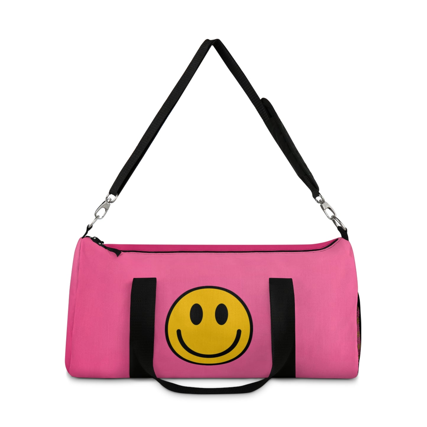 Happy Face Pink Vibe Duffel Bag, Gym Bag, Travel Bag, Weekend Getaway, Smiley Face Design, Perfect for Fitness and Fun