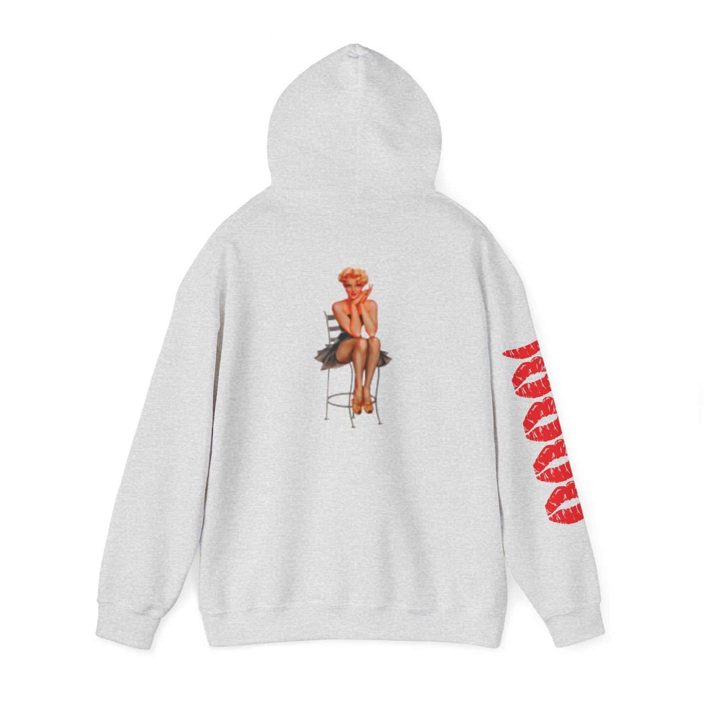 Sudadera con capucha retro hermosa mujer labios rojos