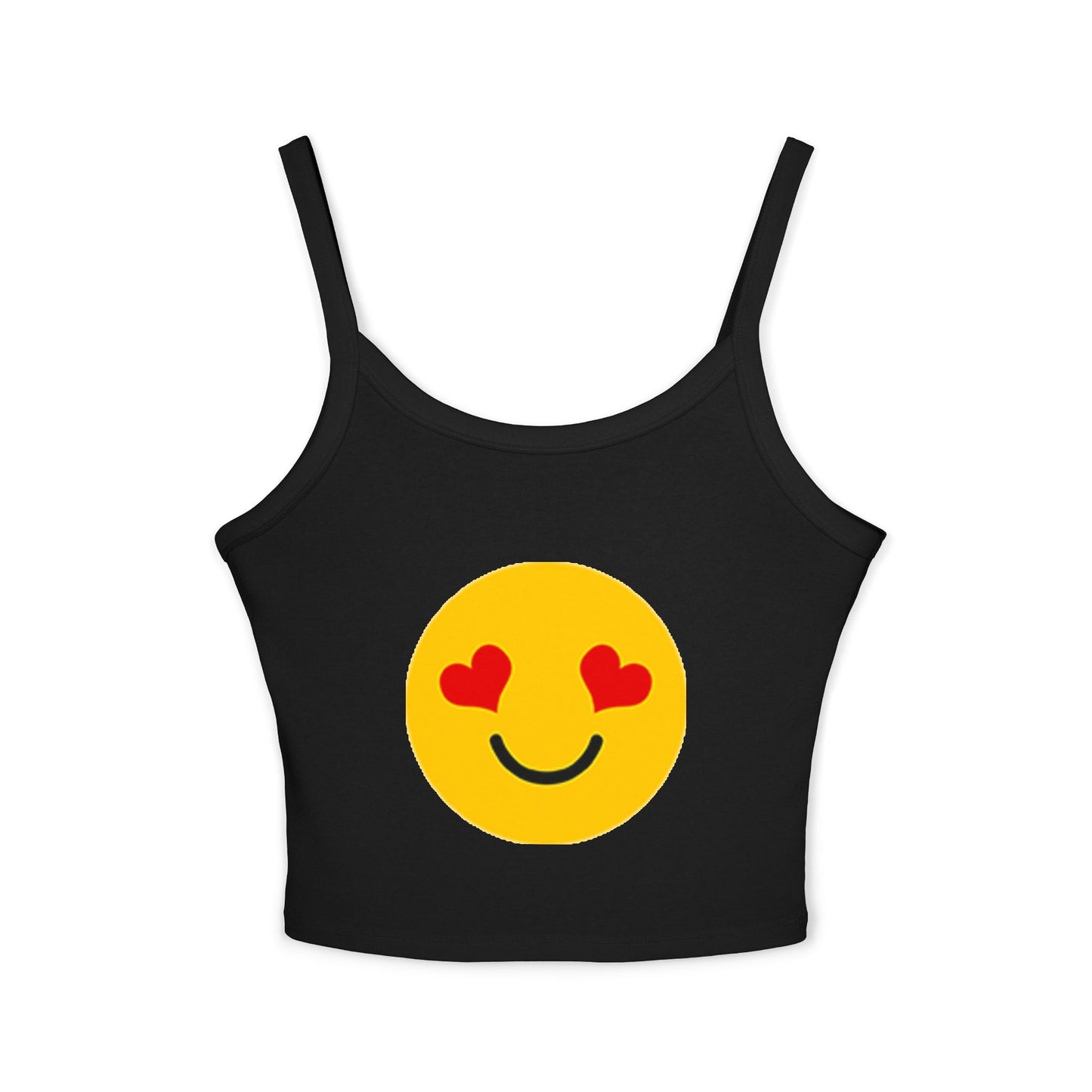 Happy Heart Smiley Tank Top | Women's Spaghetti Strap Shirt, Cute Summer Top, Casual Wear, Gift for Her, Valentine's Day