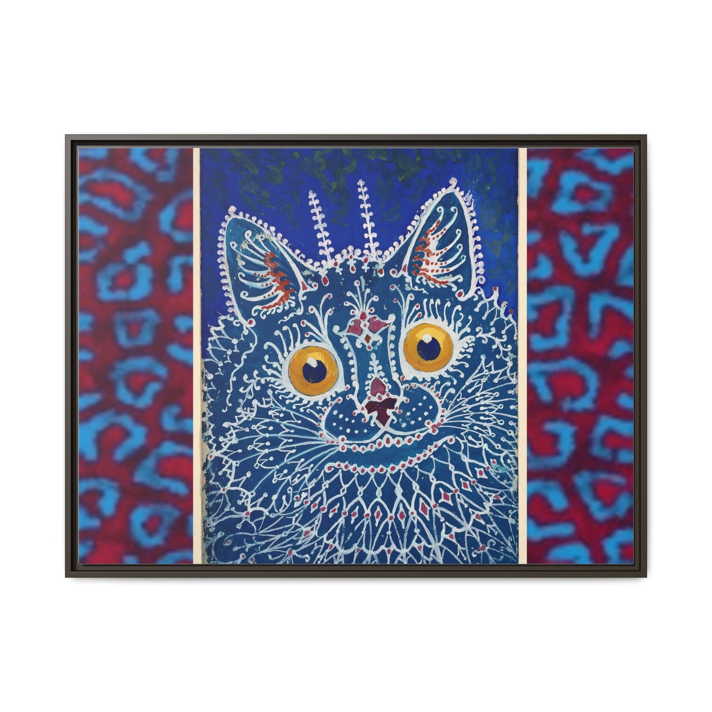 Colorful Cat Framed Matte Canvas Art - Whimsical Home Decor
