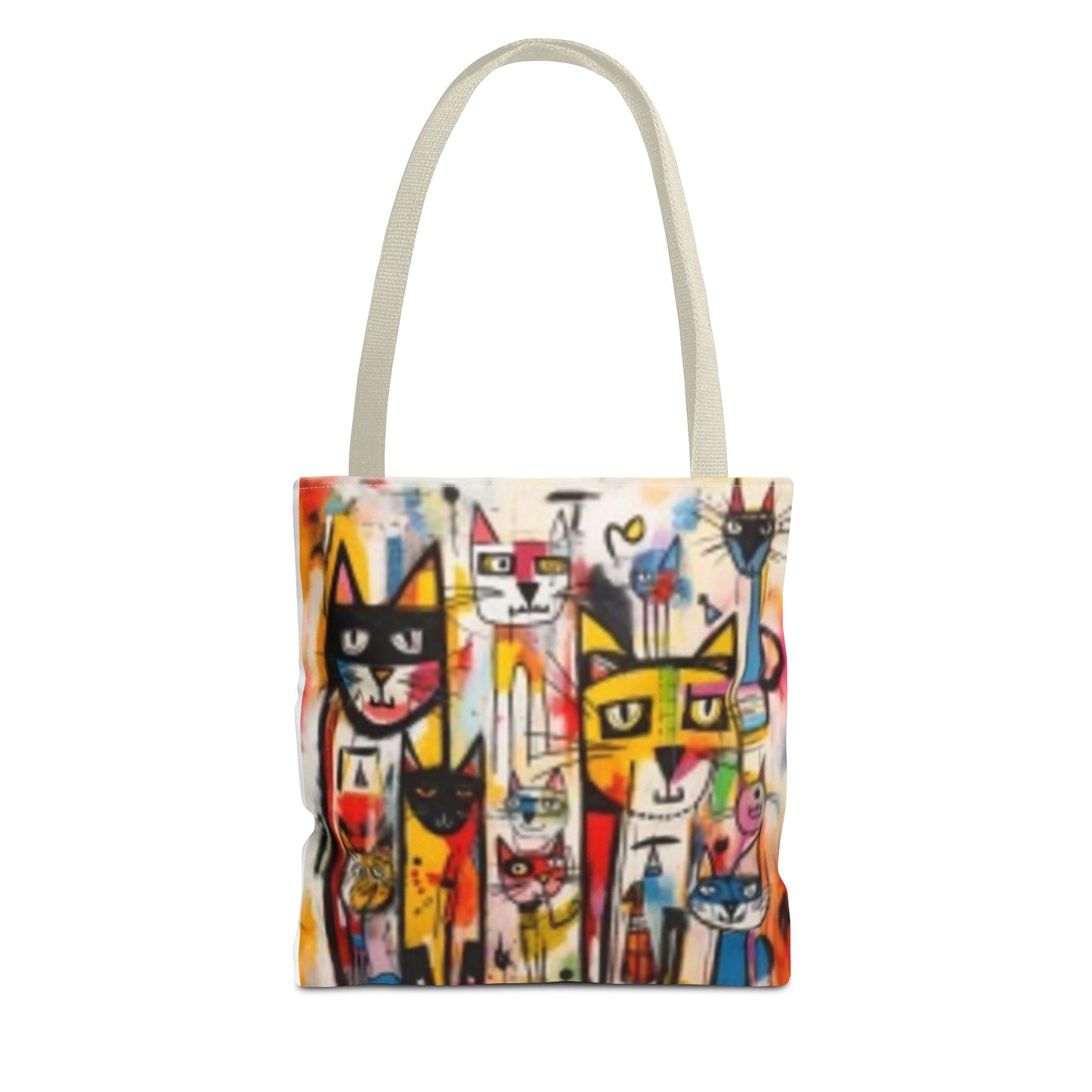 Colorful Cat Art Tote Bag, Cat Lover Gift, Unique Shopping Tote Bag, Whimsical Carryall for Pet Owners