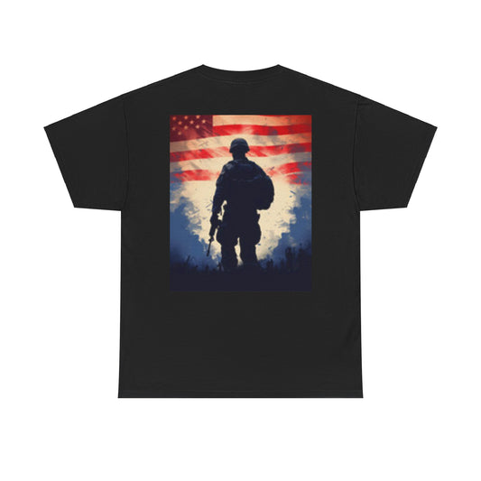 T-shirt Drapeau USA Homme Militaire avec Pistolet