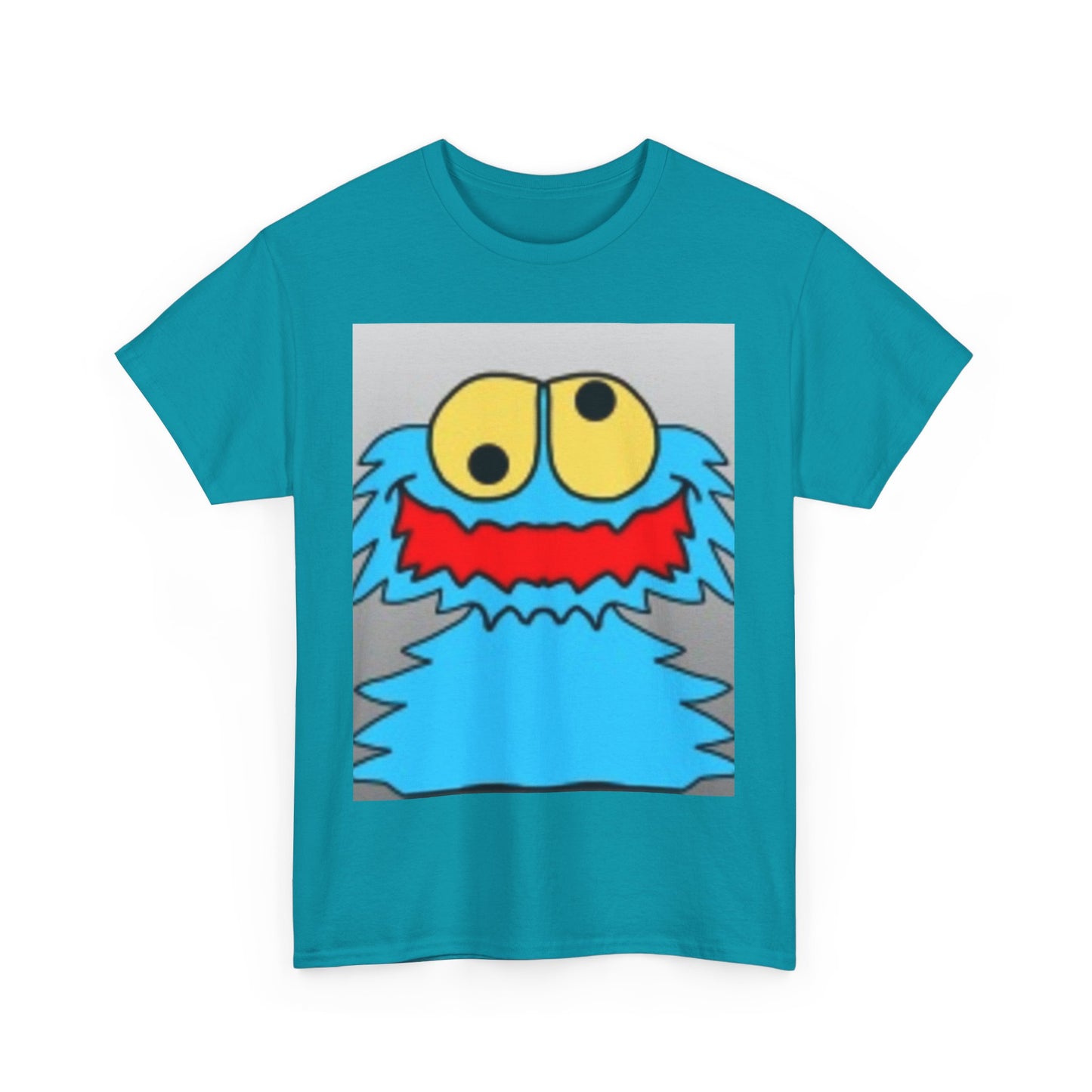 Blue Monster Cartoon-Inspired Unisex Heavy Cotton Tee, Fun Graphic T-Shirt, Cute Gift Idea, Casual Wear, Birthday Celebration, Everyday Style