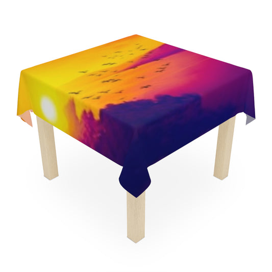 Serene Sunset Tablecloth - Vibrant Landscape Design for Home Decor