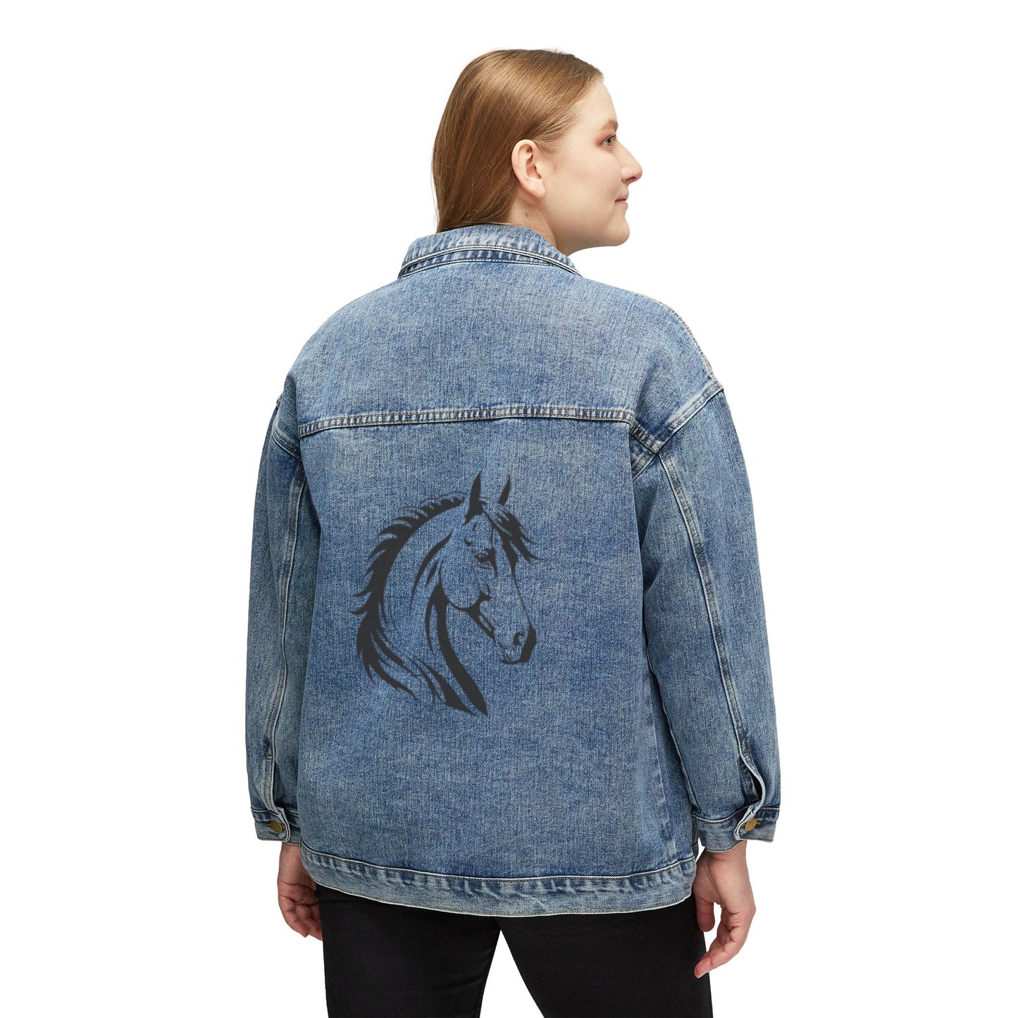 Stylish Women's Denim Jacket with Horse Design