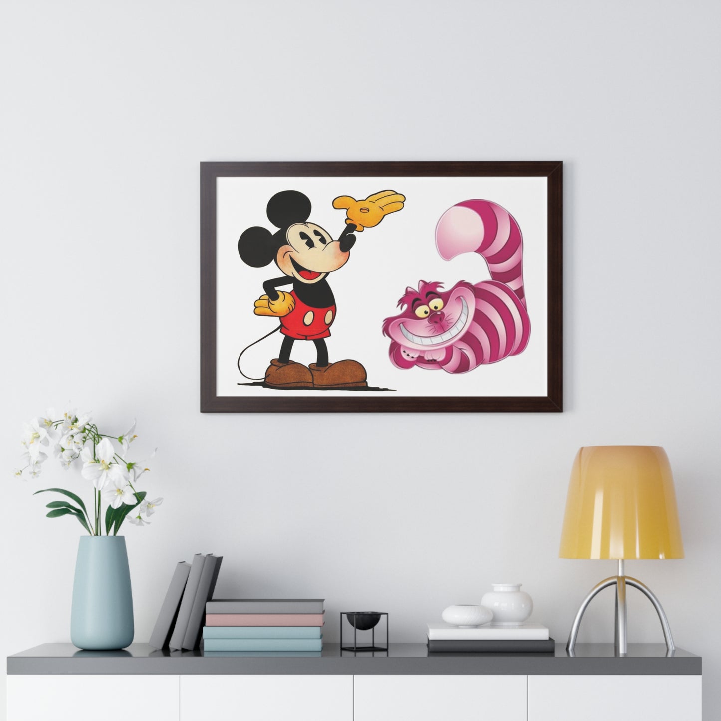 Framed Horizontal Poster Mickey Mouse & Cheshire Cat