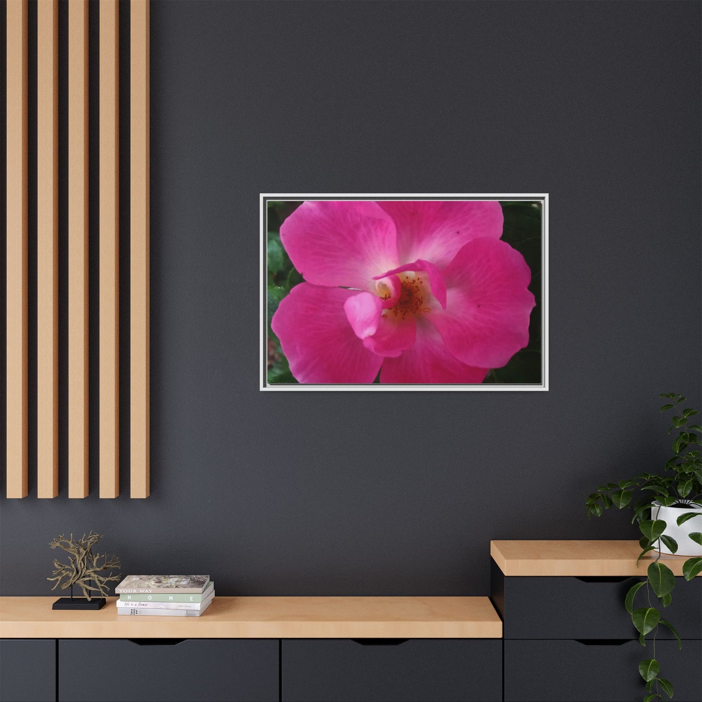 Framed Floral Canvas Art Print | Vibrant Pink Flower Decor, Wall Art for Home, Gift for Her, Mother's Day, Birthday