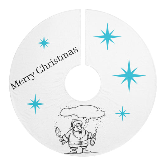 Christmas Tree Skirts Sant Claus Drinking Alcohol