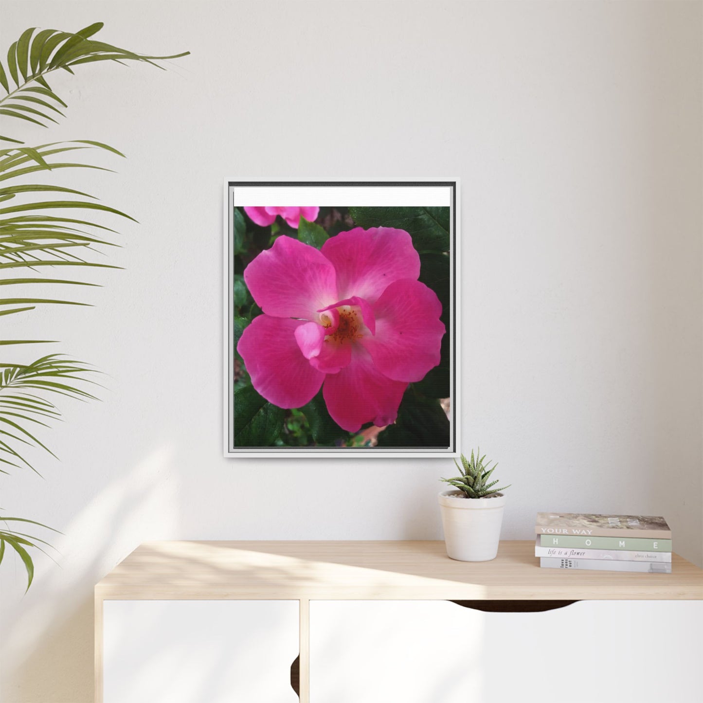 Framed Floral Canvas Art Print | Vibrant Pink Flower Decor, Wall Art for Home, Gift for Her, Mother's Day, Birthday