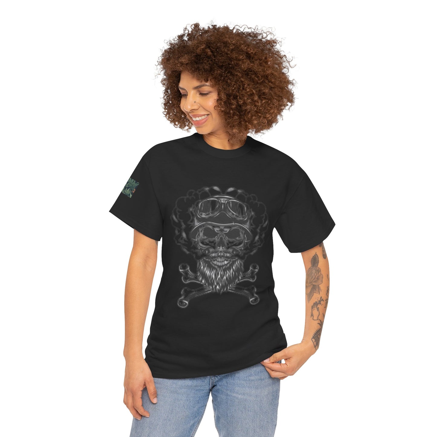 Skull & Marijuana T-shirt, Unisex Tees for Cannabis Lovers, Gift for Smokers, Halloween Costume, Streetwear Fashion
