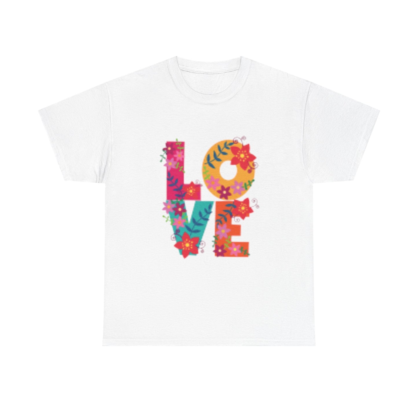 Camiseta unisex de algodón grueso con estampado floral: cómoda y vibrante para uso diario. 