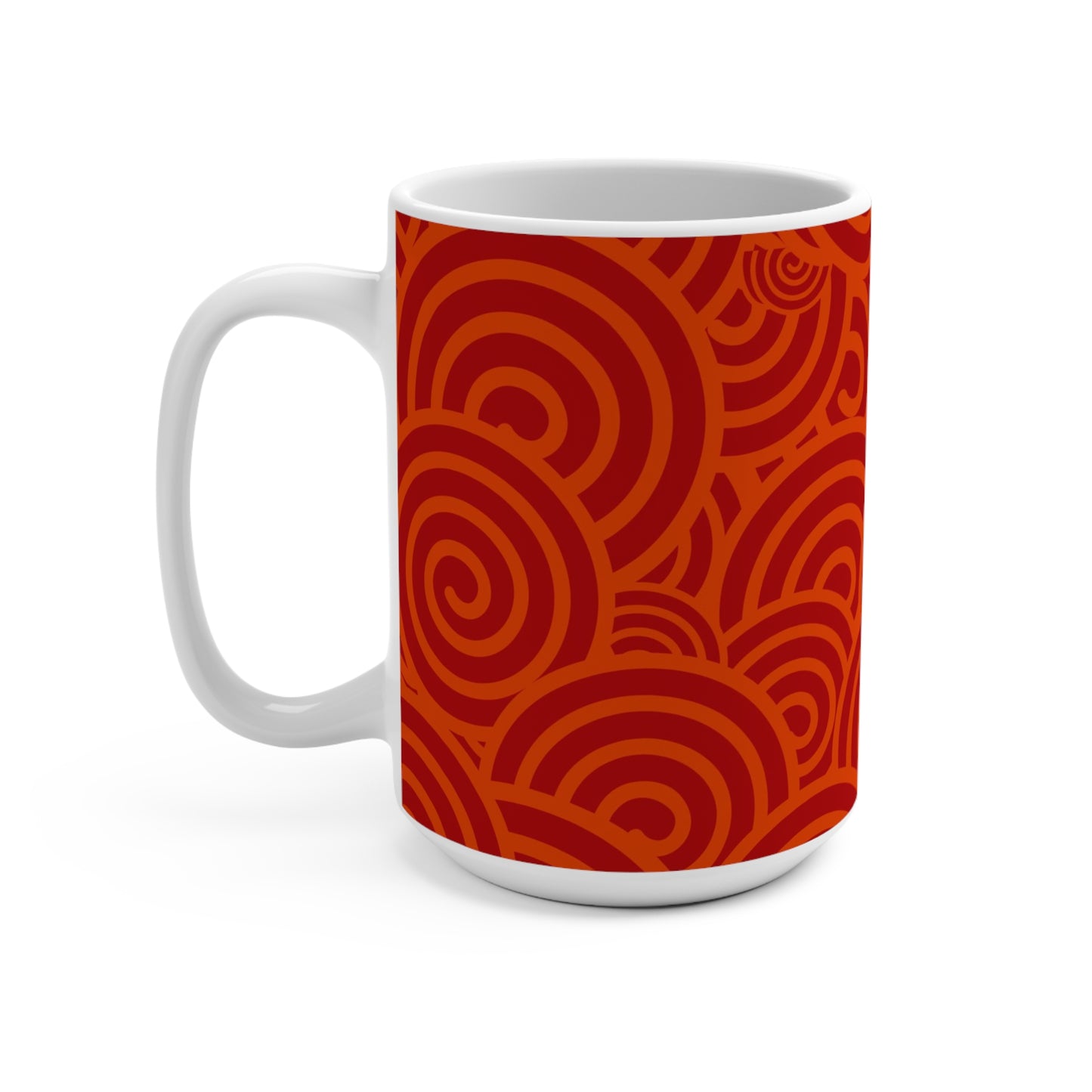 Vibrant Red Swirl Pattern Coffee Mug - 15oz