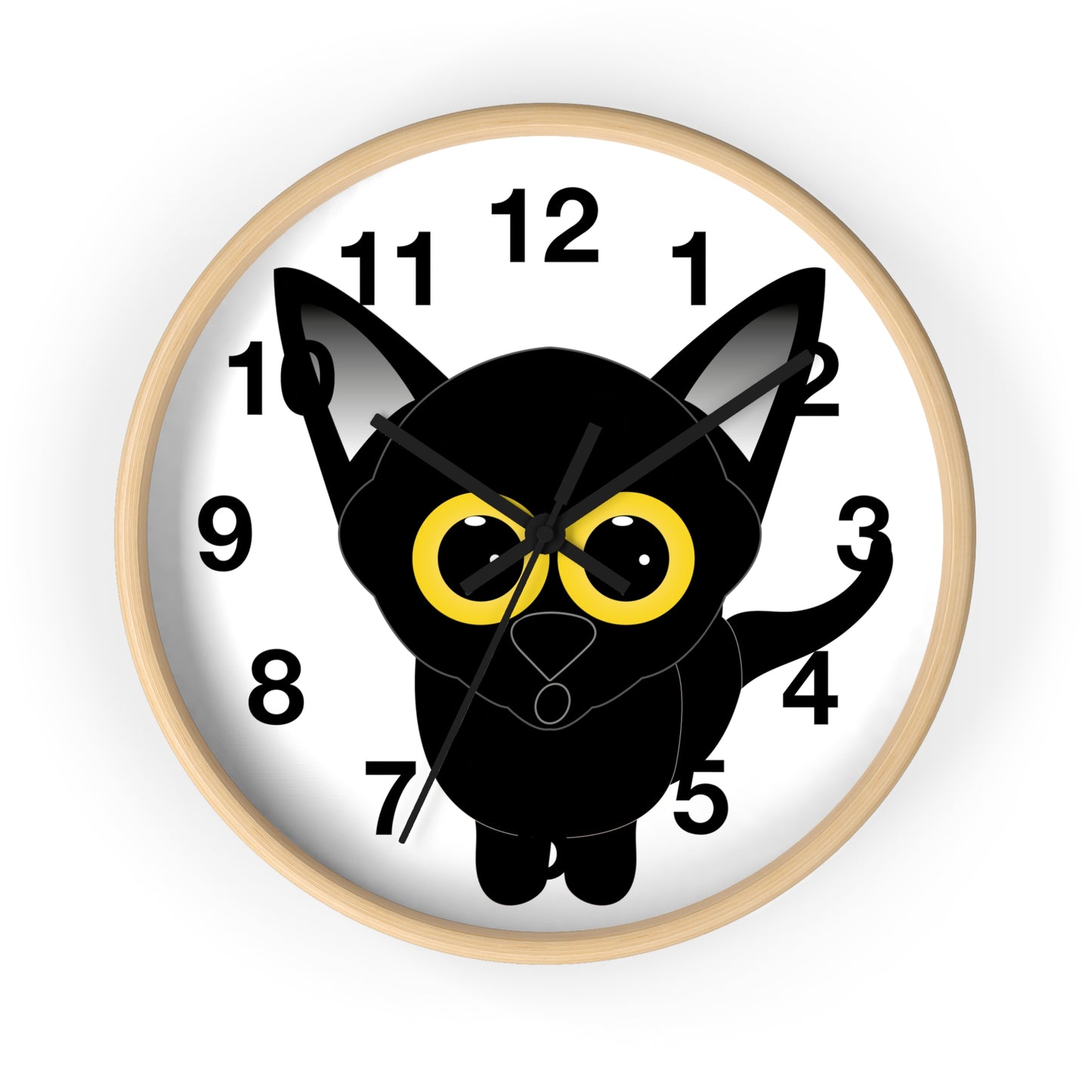 Wall clock Black Cat with Large Eyes