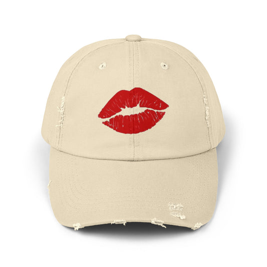Distressed Cap Red Lips