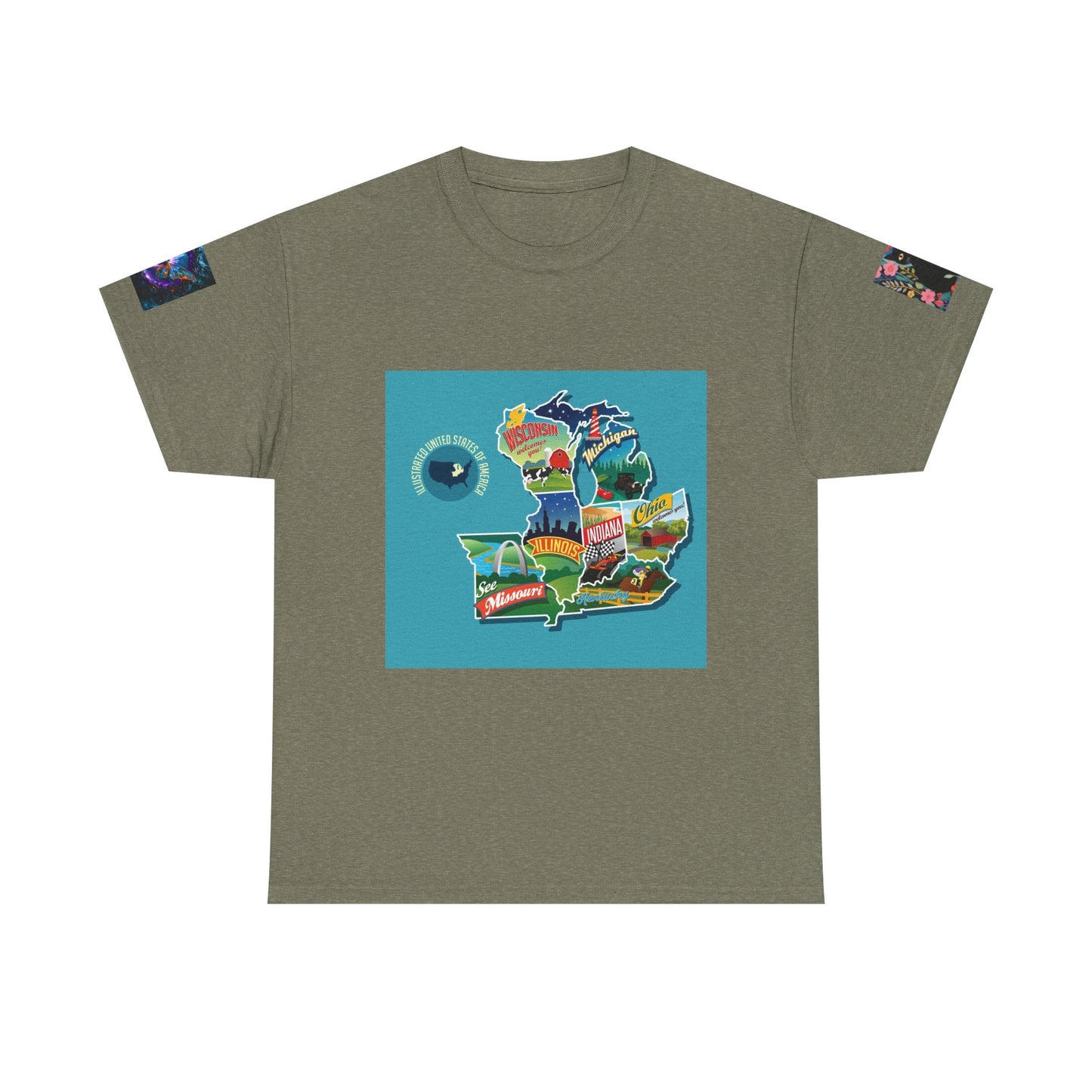 Happy Vibes Unisex Heavy Cotton T-shirt – Retro Sunshine & Map Designs