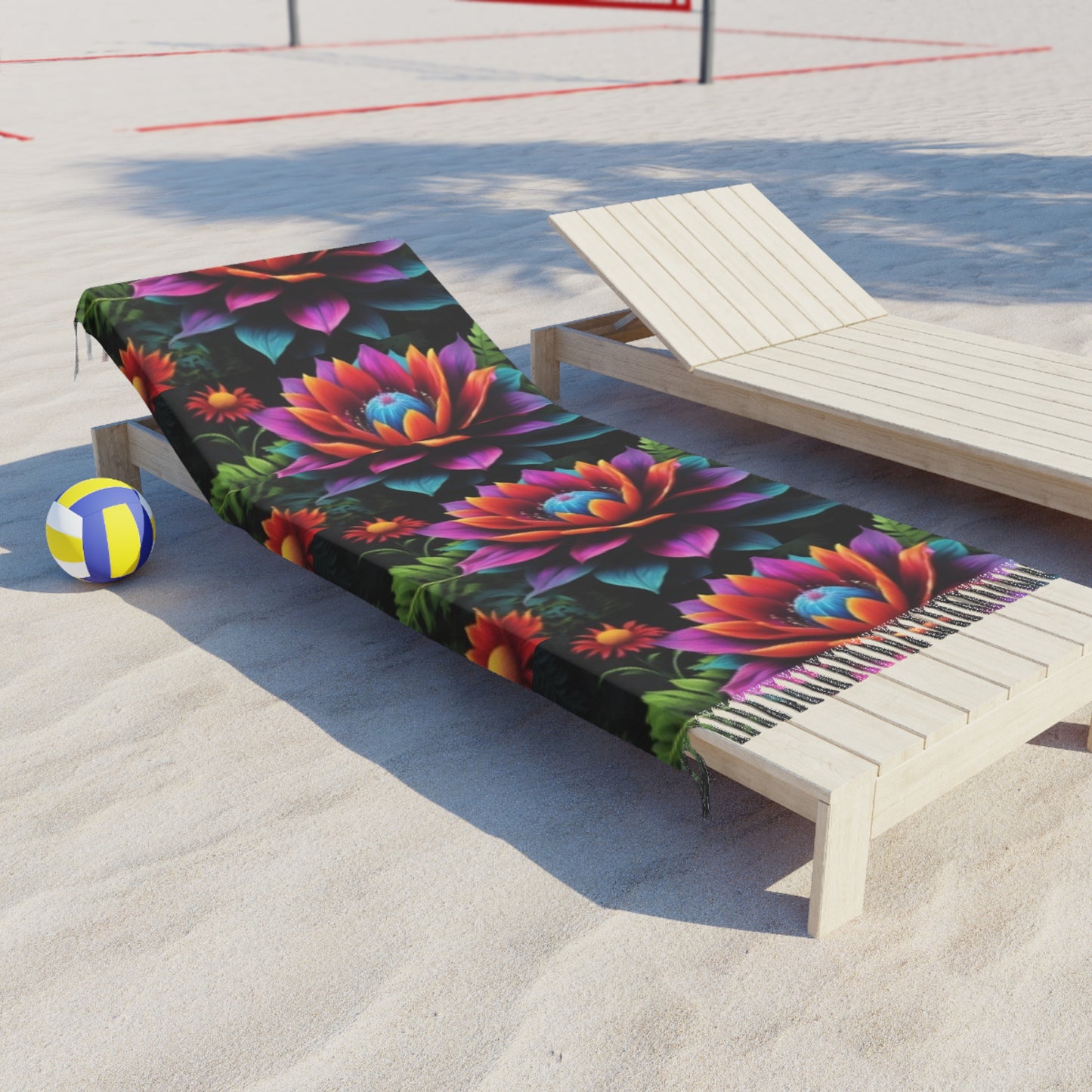 Beach Towel 38"x81" Size Flowers Let's go to Cocoa Beach in Florida