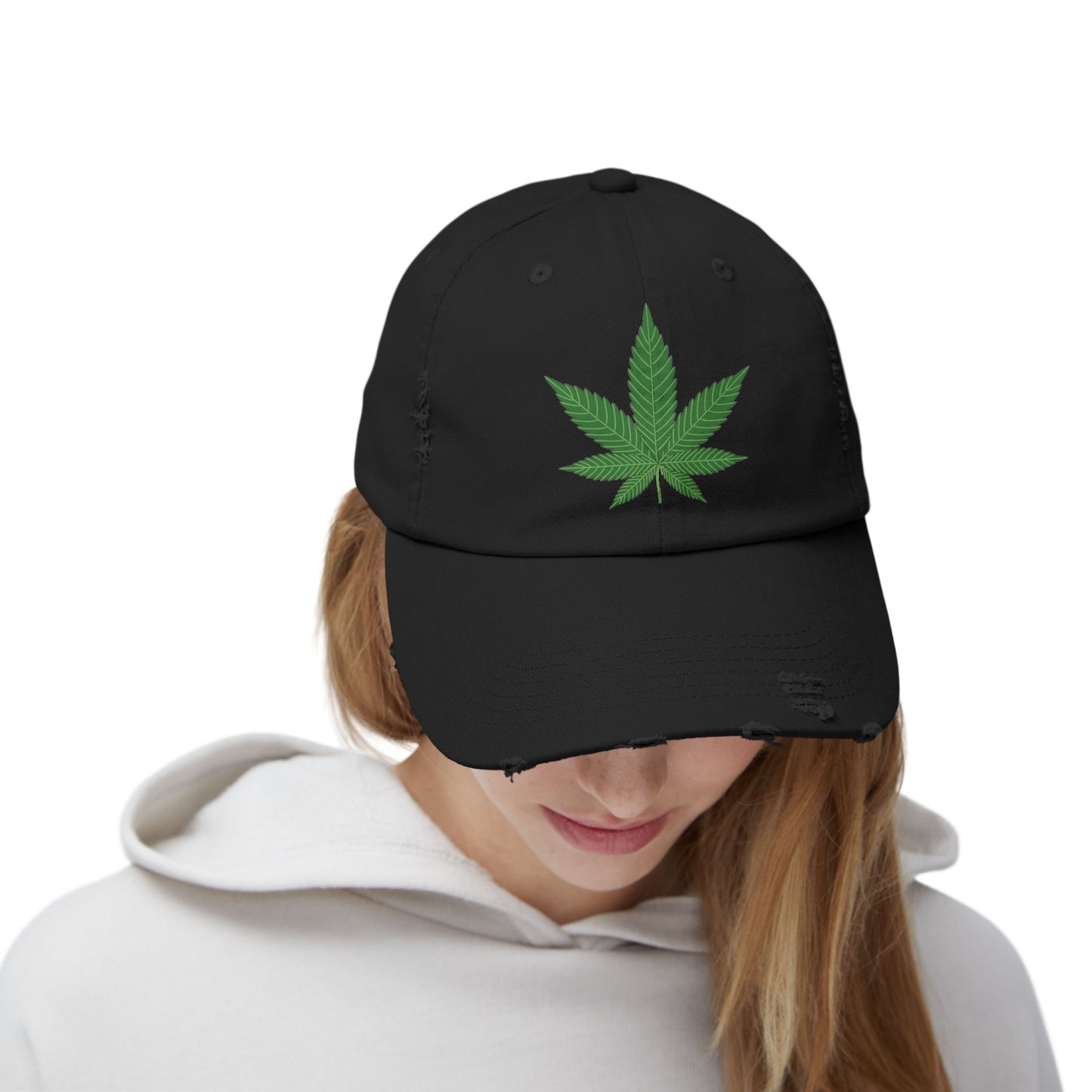 Gorra unisex desgastada con diseño de hojas: ropa informal para amantes de la naturaleza 