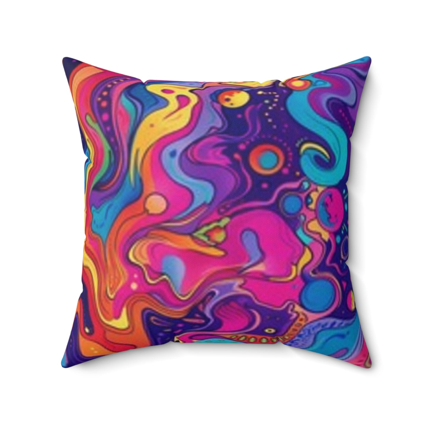 Vibrant Abstract Art Pillow - Colorful Spun Polyester Decorative Cushion