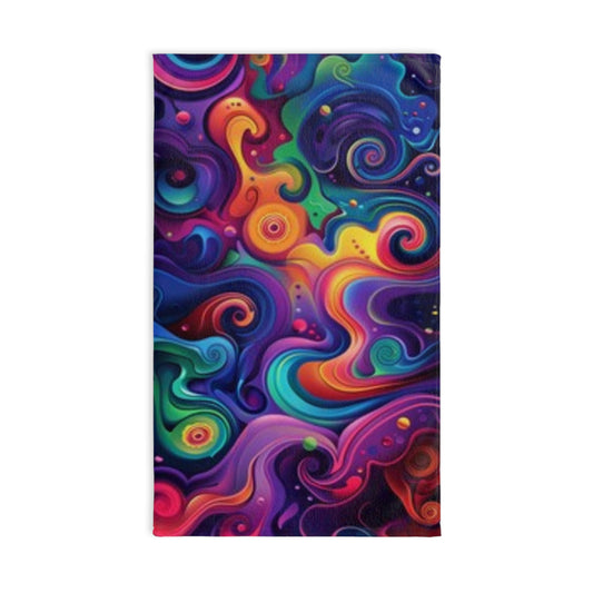Vibrant Abstract Hand Towel - Colorful Swirl Design for Home Decor