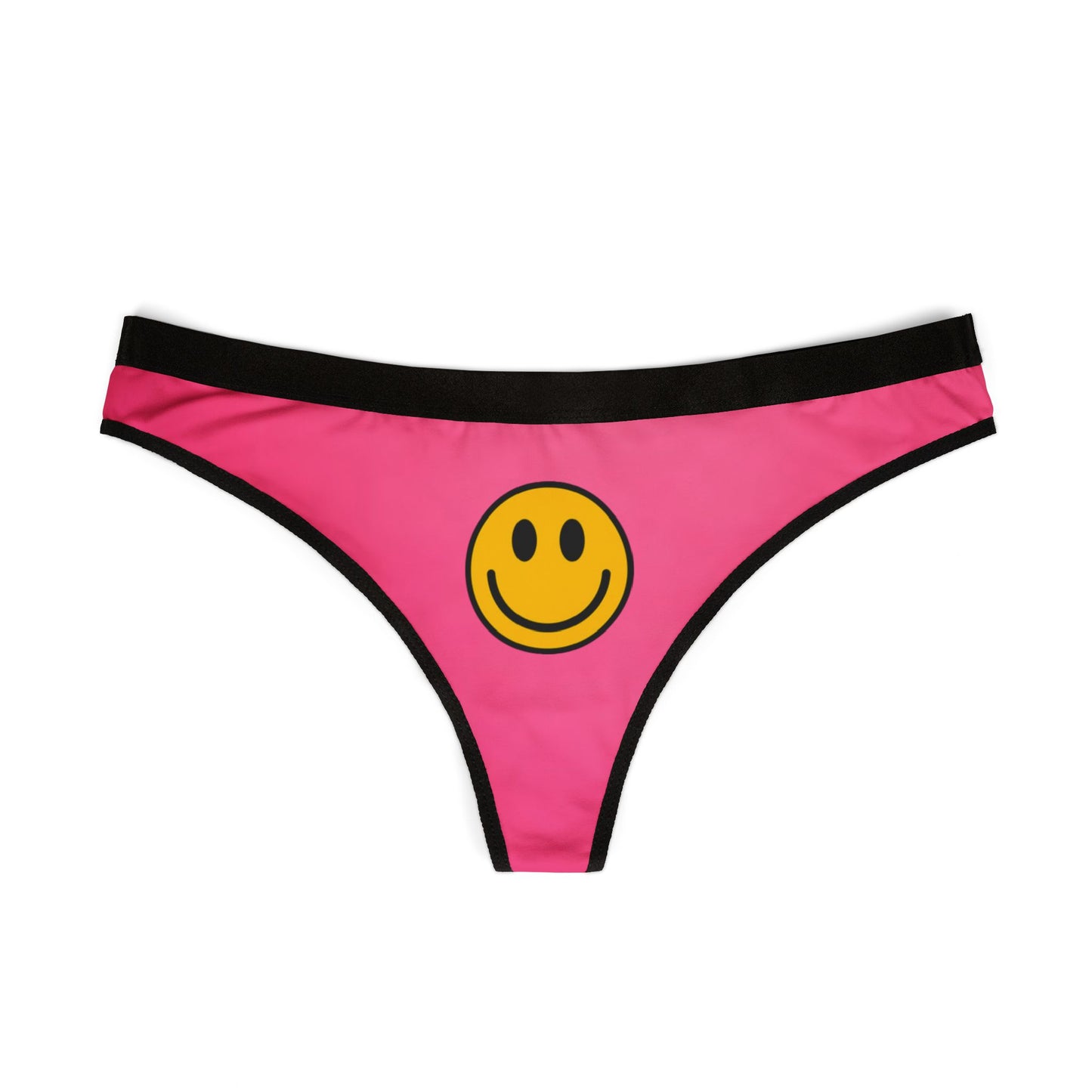 Smiley Face Women's Thongs, Happy Underwear, Cute Lingerie, Pink Cheeky Panties, Fun Gift for Her, Valentine's Day, Everyday Comfort