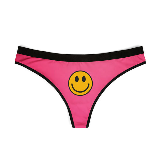 Smiley Face Women's Thongs, Happy Underwear, Cute Lingerie, Pink Cheeky Panties, Fun Gift for Her, Valentine's Day, Everyday Comfort