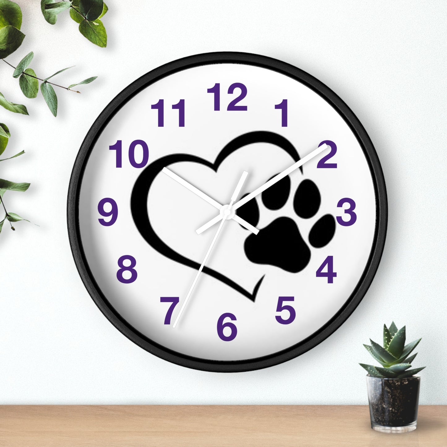 Paw Print Heart Wall Clock | Pet Lover Decor, Animal Theme Gift, Dog Cat Wall Art, Cute Home Accent, Cozy Pet Decor