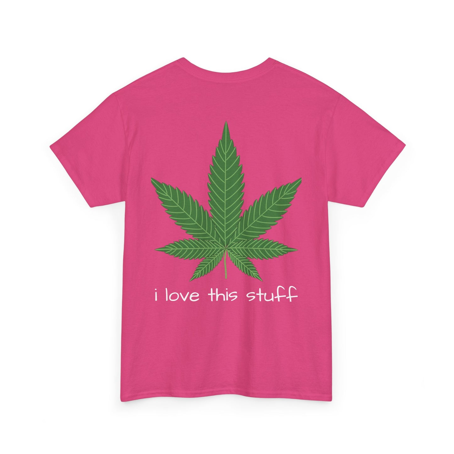 T-shirt unisexe en coton épais avec motif feuille de cannabis verte