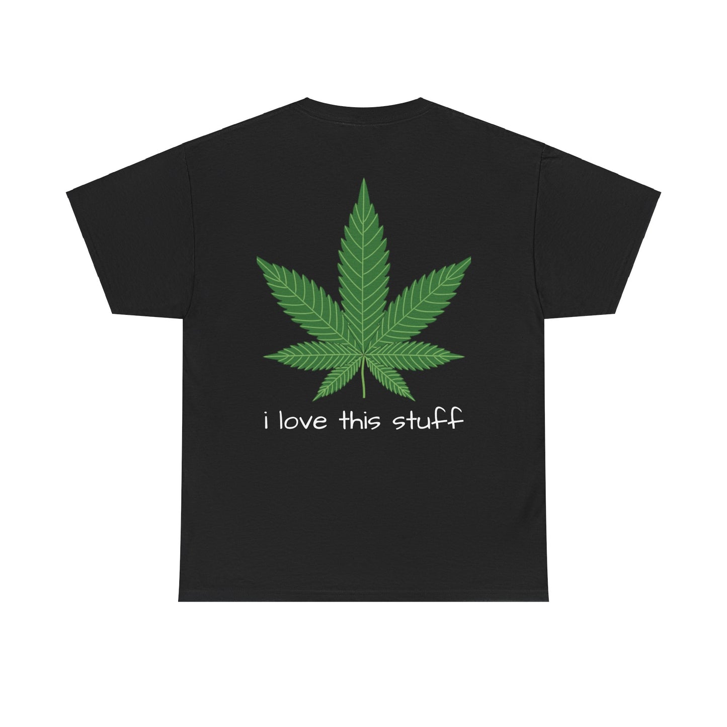 T-shirt unisexe en coton épais avec motif feuille de cannabis verte