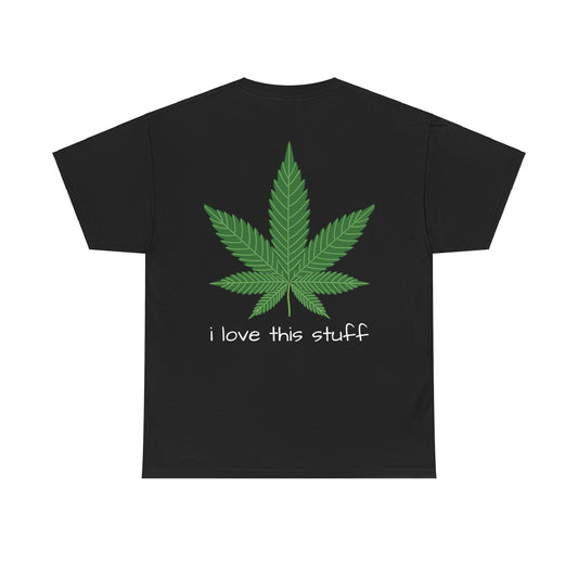 T-shirt unisexe en coton épais avec motif feuille de cannabis verte