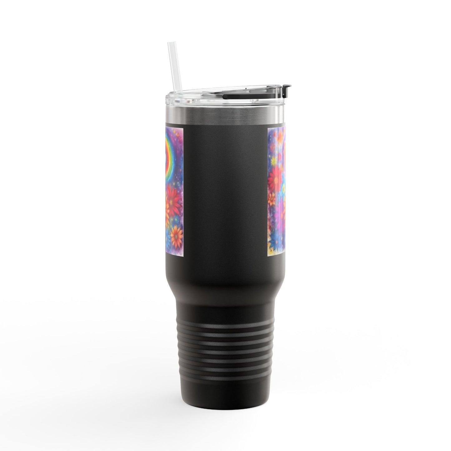 Colorful Floral Insulated Travel Mug - 40oz Rainbow Design