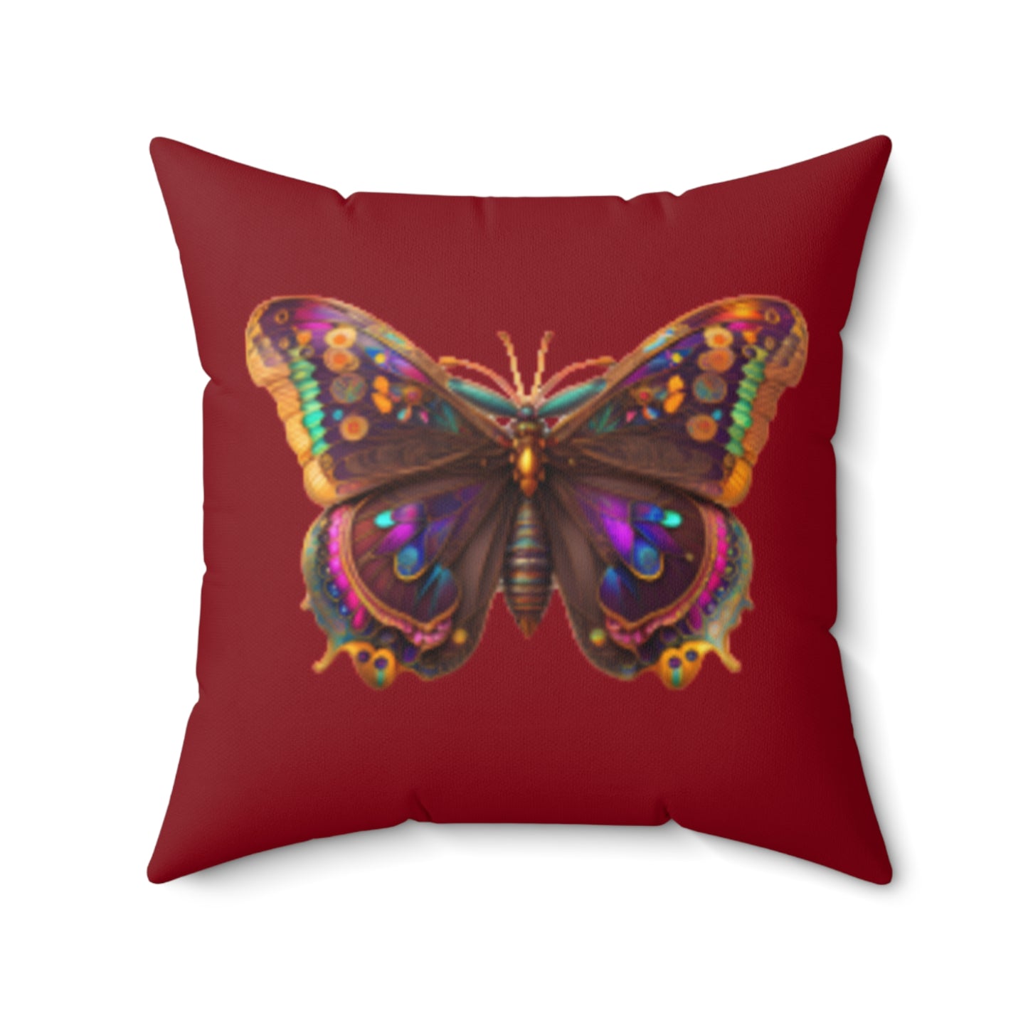 Colorful Love & Butterfly Faux Suede Pillow, Cozy Home Decor, Valentine's Gift, Bohemian Accent, Butterfly Lover's Cushion
