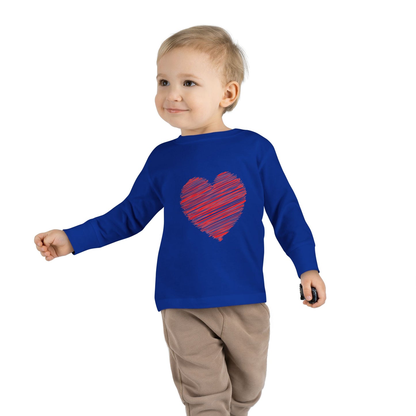 Heart & Pup Toddler Long Sleeve T-shirt | Cute Kids Shirt, Dog Lover Gift, Valentine's Day, Heart Shirt, Playful Toddler Apparel