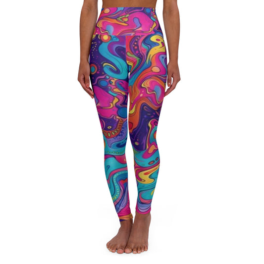Psychedelic High Waisted Yoga Leggings - Colorful Activewear for Fitness & Leisure