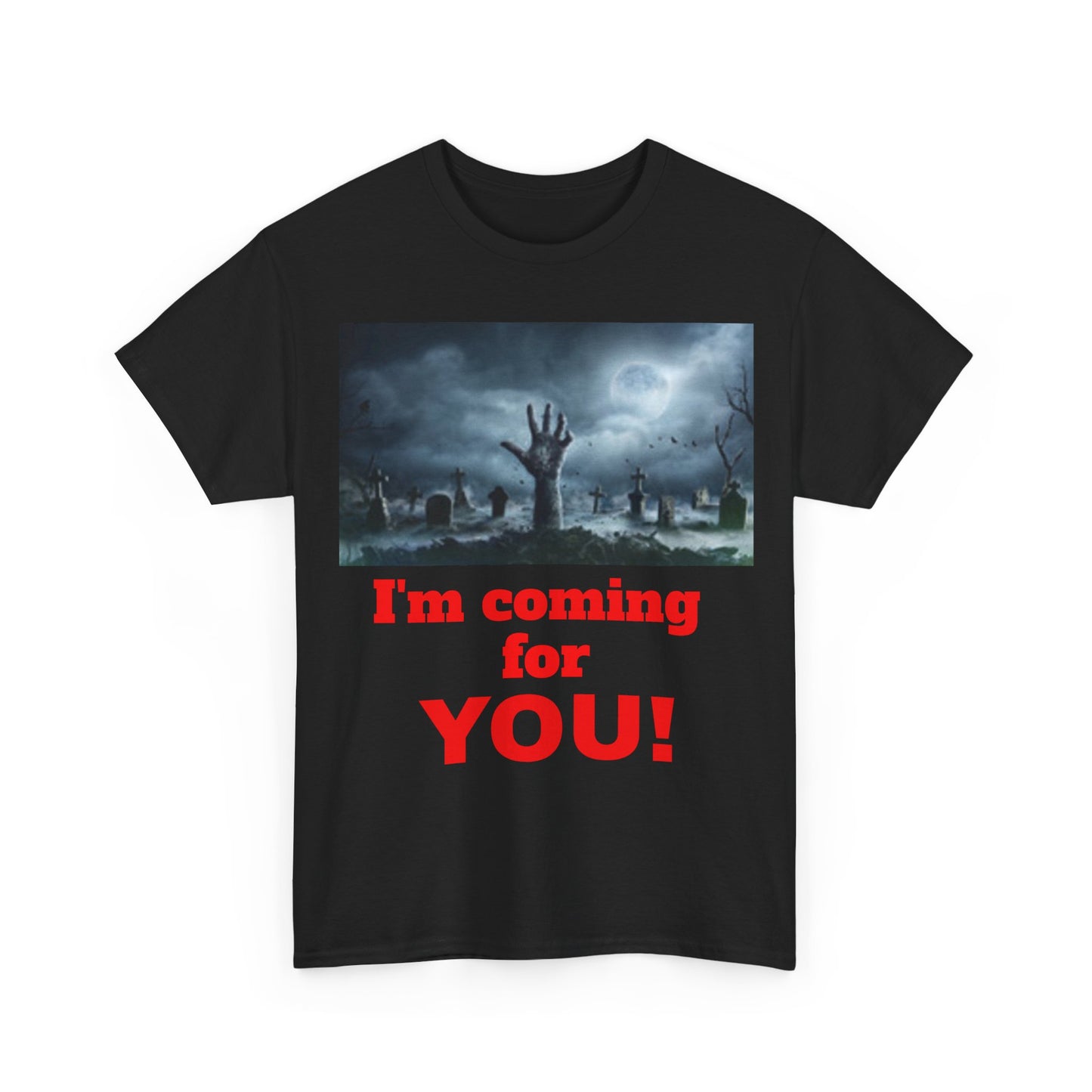 Graveyard with Hand Unisex Heavy Cotton T-shirt Halloween Scary!