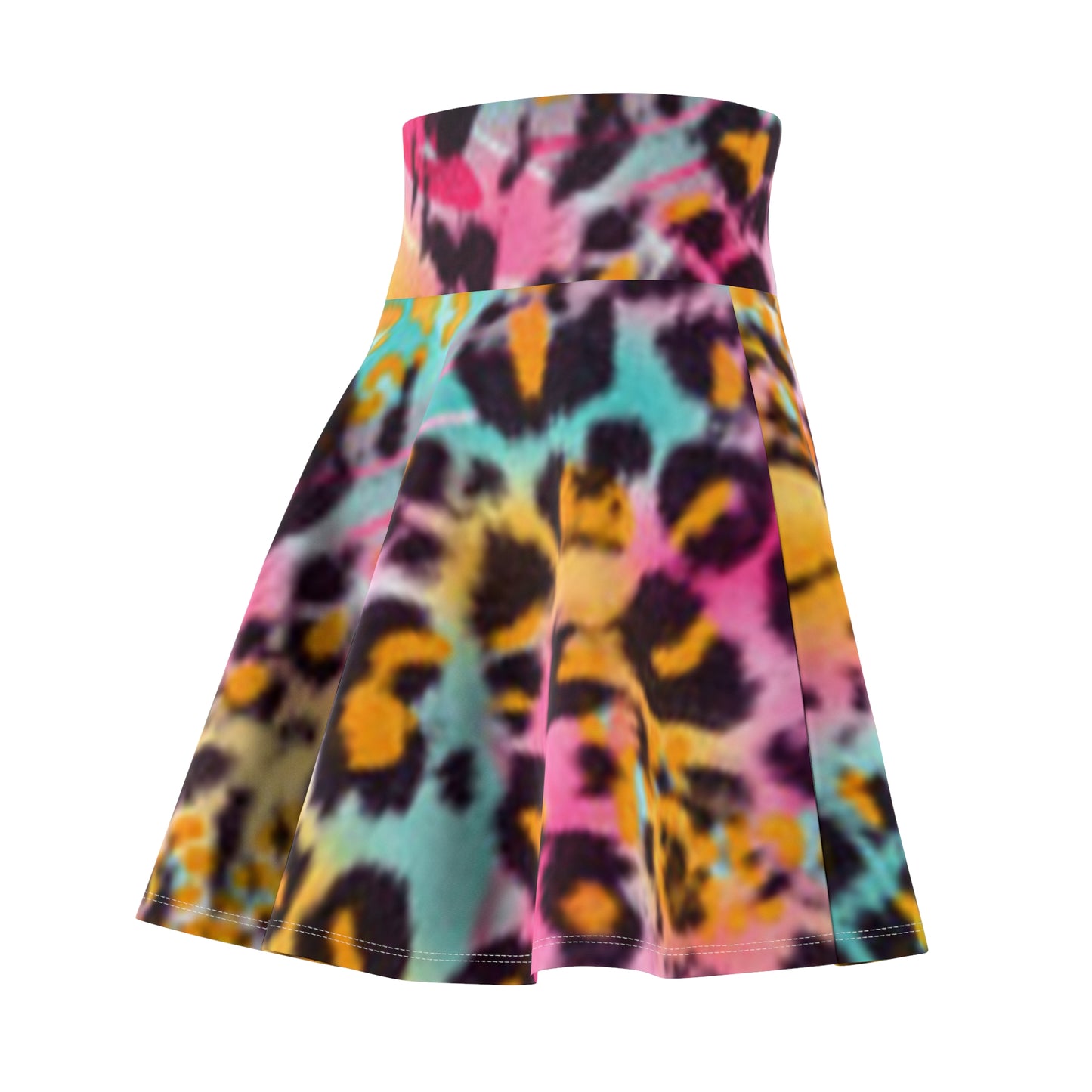 Vibrant Women's Skater Skirt - Colorful Leopard Print for Summer Fun