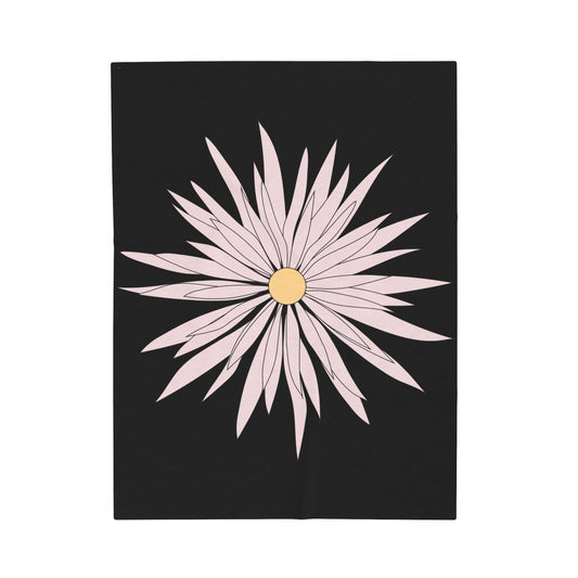 Velveteen Plush Blanket Large White Flower