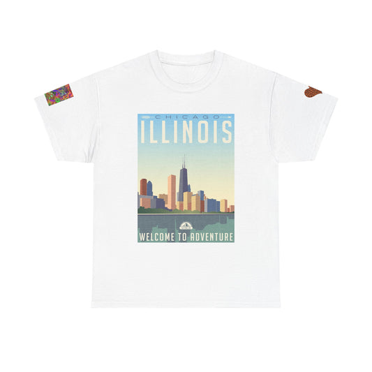 Chicago Adventure T-shirt with Mountain Wolf in Moonlight