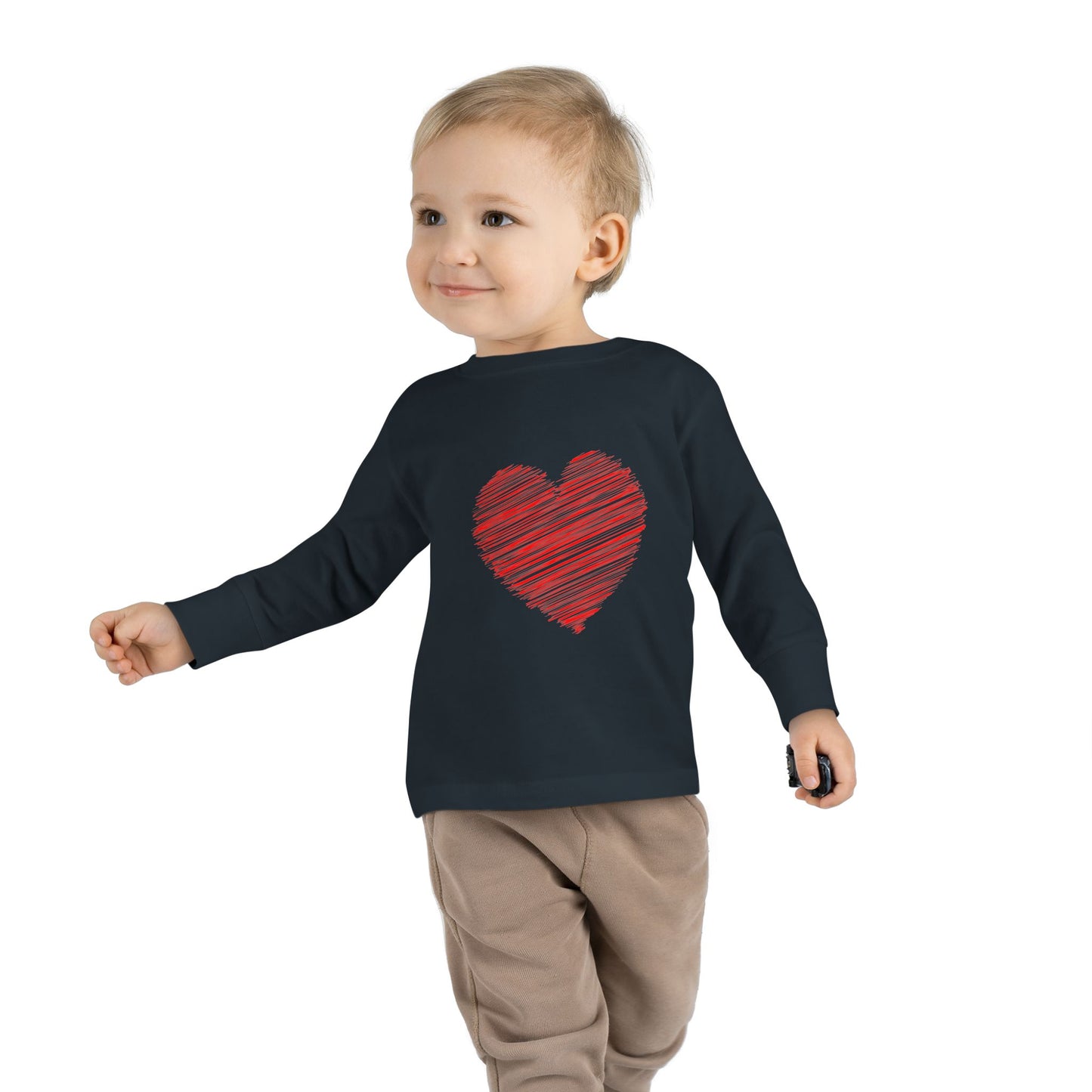 Heart & Pup Toddler Long Sleeve T-shirt | Cute Kids Shirt, Dog Lover Gift, Valentine's Day, Heart Shirt, Playful Toddler Apparel