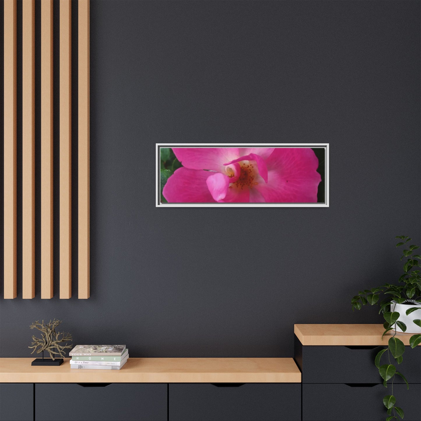 Framed Floral Canvas Art Print | Vibrant Pink Flower Decor, Wall Art for Home, Gift for Her, Mother's Day, Birthday